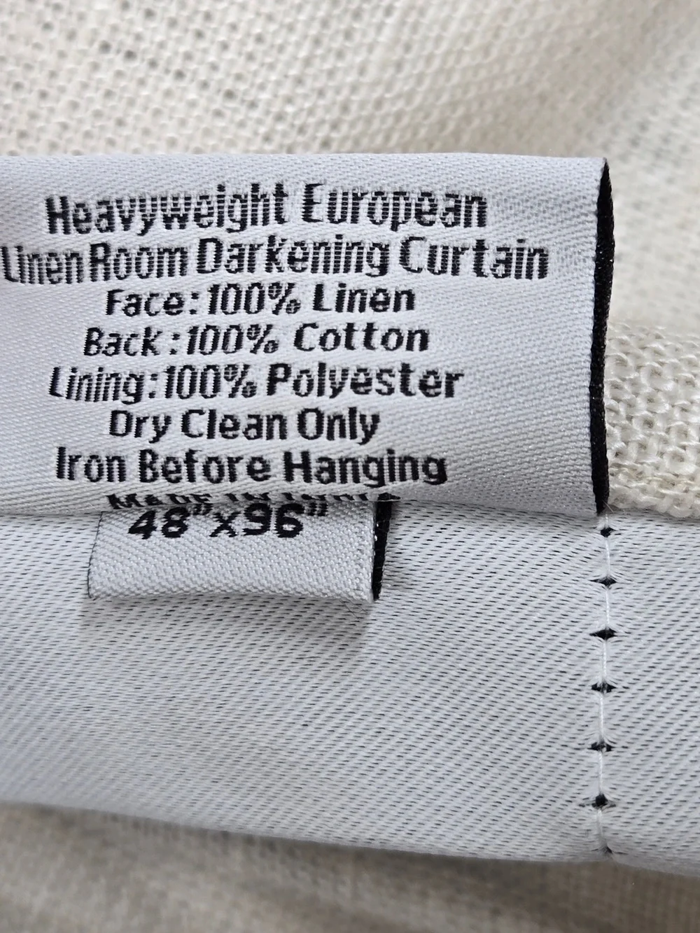 QUINCE Set 2 48x96 Heavyweight European Linen Room Darkening Curtains Sand 9952